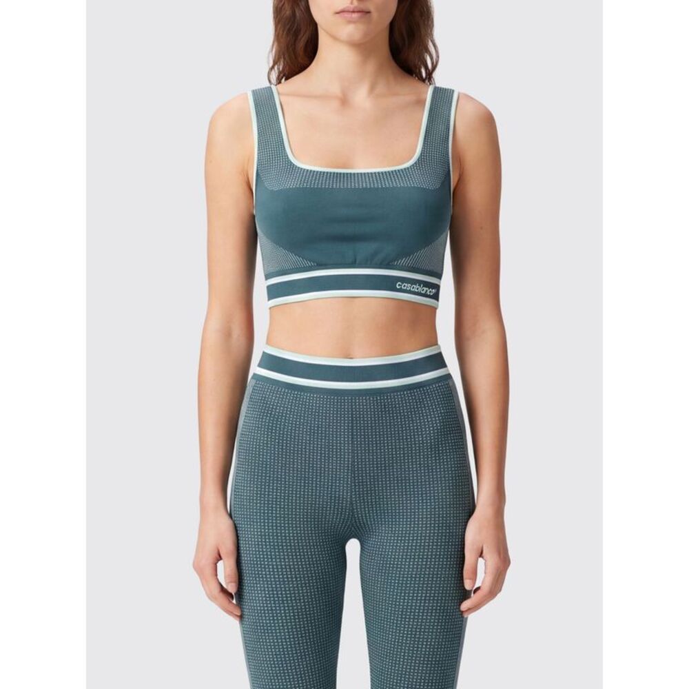 Casablanca Cropped Sports Top In Technical Fabric With Square Neckline